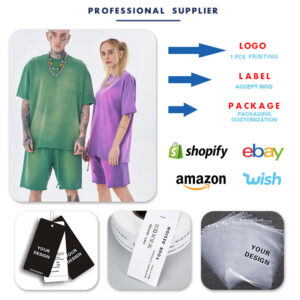 High Quality Summer 100% Cotton Streetwear Custom Washed Oversized T Shirt and Shorts Mens Short Set - Image 4