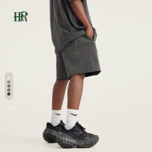 High Quality Baggy Shorts Custom Logo Vintage 100% Cotton French Terry Acid Wash Shorts Men - Image 2