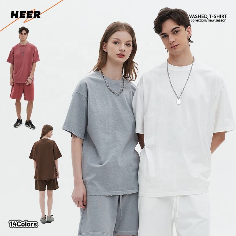 Fall Shoulders High Quality Heavy Weight Oversize 100%Cotton Wholesale  Custom Vintage Washed T-Shirts Men Women