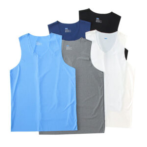 New Ice Silk Men Solid tank Tops Sexy v Neck Sleeveless Vests Man Sexy No Trace Youth Elastic Fitness Casual Bodybuilding Suits - Image 1