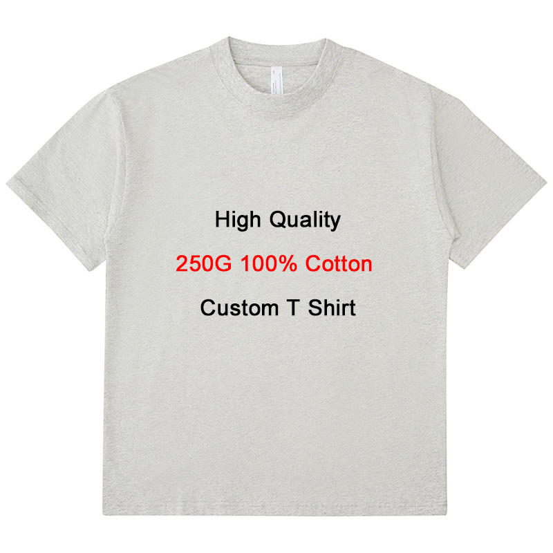 Factory 250 Gsm 100% Cotton T Shirt Heavy Custom Graphic Plain Oversized Men's T-shirts