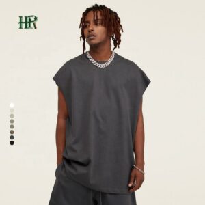 Custom 100% Cotton High Quality Tank Top Tshirt Street Wear Casual Activewear Sleeveless Tank Top T Shirt Undershirt for Men - Image 1
