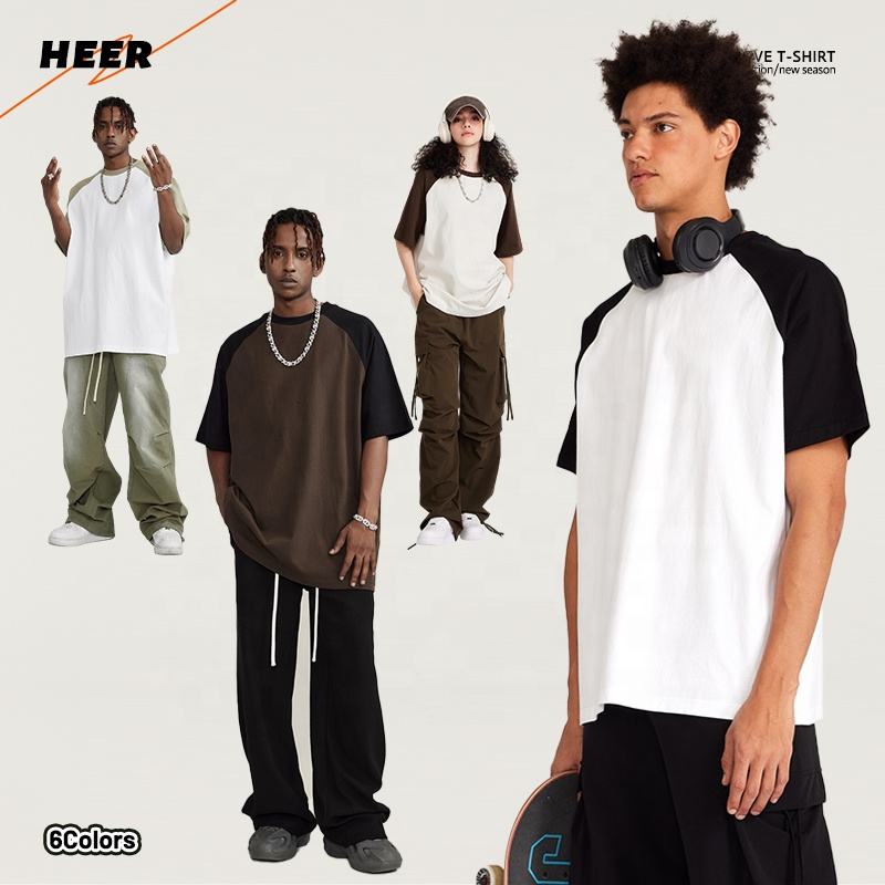 Wholesale Custom Logo Short Sleeve Unisex High-quality Heavyweight Raglan Sleeve T-shirt