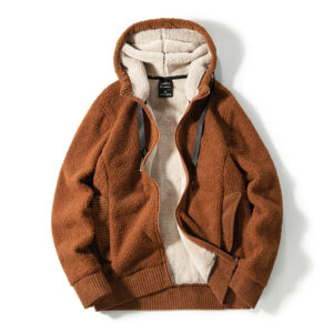 Custom New Design Wholesale Cardigan Large Size Coats Jacket Thick Hooded Teddy Fleece Unisex Hoodie - Image 1
