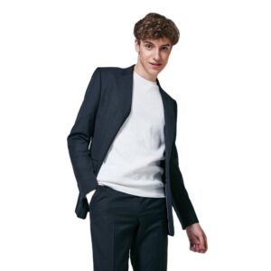 Custom Made Bespoke MTM Custom High Quality Casual Fashion Boy Men Clothing Breathable Wool Polyester Black Coat Pant Two Piece - Image 1