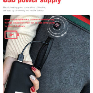 USB Electric Thermal Motorcycles Heating Trousers Black Cold-Proof Bottom Body Warmer Heated Clothing Trousers for Men Women - Image 5