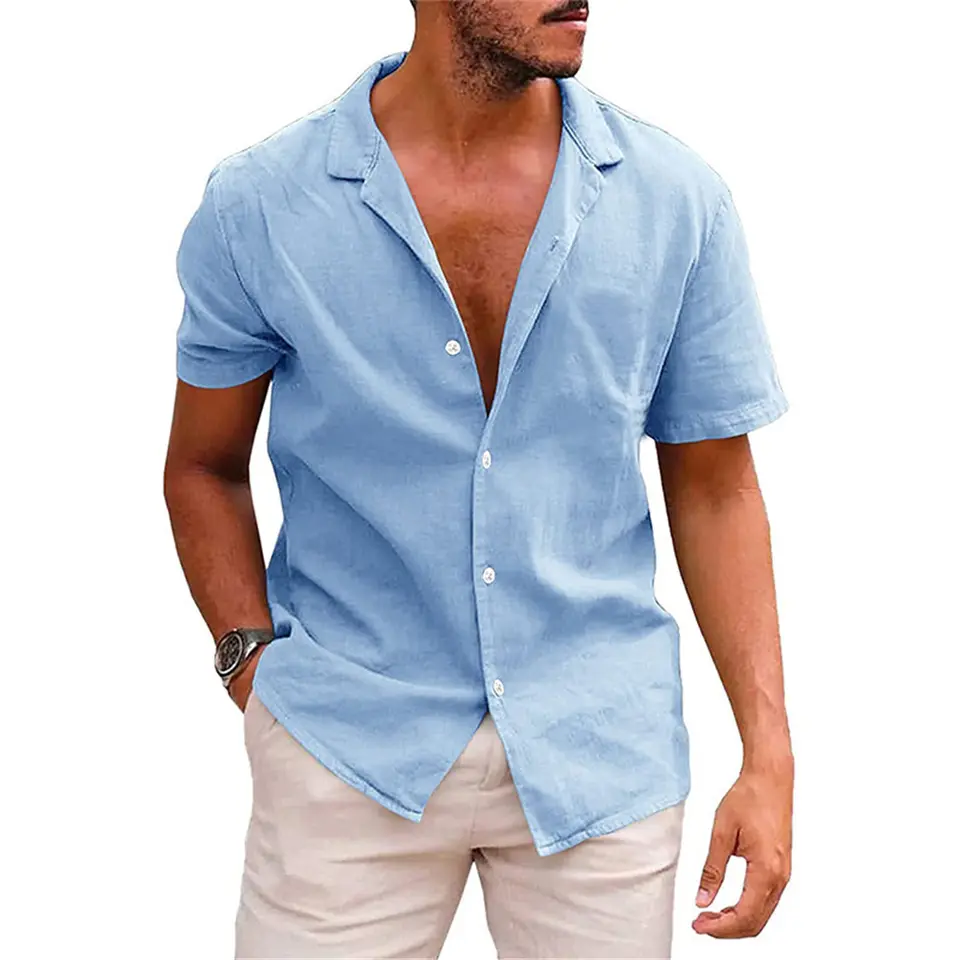 New 2023 Hot Sale High Quality Low MOQ Breathable Quick Dry Casual Linen Clothing Men