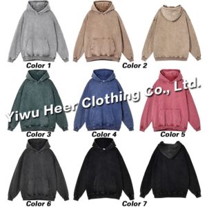 Customized Heavy Weight Cotton Hoodie Pullover Oversized Men French Terry Vintage Washed Hoodie - Image 6