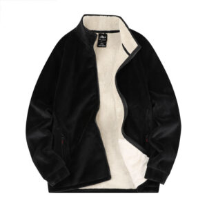 Custom logo Men's Cashmere Winter Sports Casual Stand Collar Cardigan Jacket Loose Size Warm and Thick Coat - Image 2