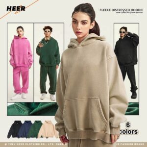 Fashionable Pull Over Hoodies Men Heavy Distressed Hoodies Oversized Stone Vintage Washed Hoodie - Image 2