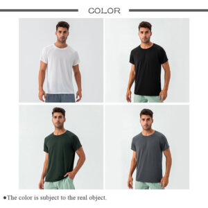 Training Fitness Clothing Men Nylon Breathable Quick-Dry Top Neck Loose Sports Shirts Running Basketball Workout T Shirt for Men - Image 3