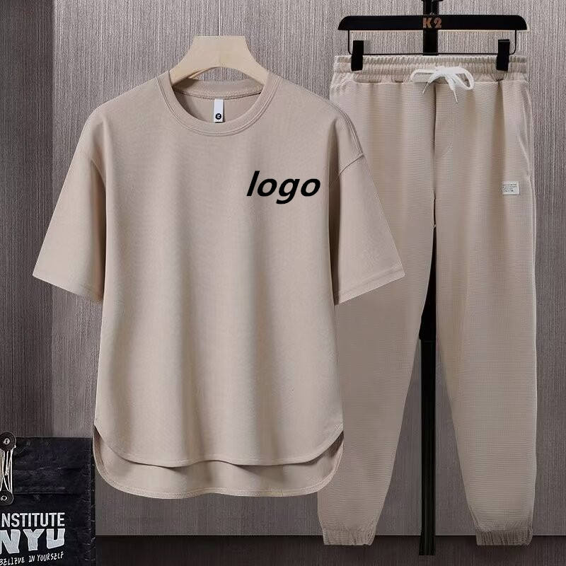 Men Shirts Sets Short Sleeve T-shirt and Pants Suit  Summer Thin Fashion Clothes Custom Printing