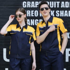 New Fashion Stock Men Worker Short Sleeve Shirts Engineering Outdoor Safe Overalls Sets With Custom logo - Image 9