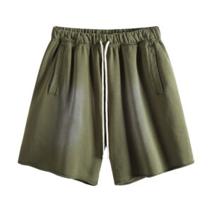 High Quality Acid Wash Men's Shorts Sets Custom Logo Summer Cotton Shorts Screen Printing - Image 3