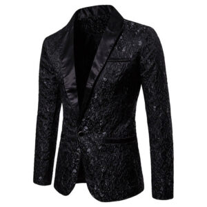 European and American Men's Clothing Autumn Winter Style Solid Color Large Body Jacquard Fashion Design Dress Men's Lapel Su - Image 5