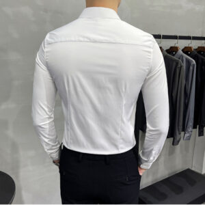 New Fashion Autumn Solid Color Long Sleeve Dress Men Clothes Shirts for Men Slim - Image 6