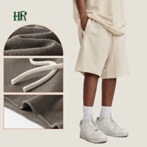 350 Grams and 100%Cotton Wholesale Gym Shorts for Men Set Two Piece Summer Shorts With Custom Men - Image 3