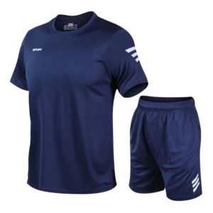 Custom Mens 2 Pcs Sets Summer Shirt Short Sets Workout Clothing Gym Fitness Running Sport Wear Sets for Men - Image 1