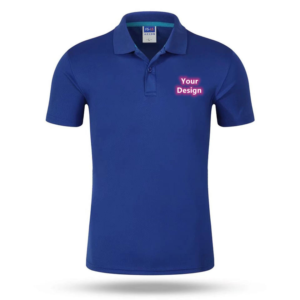 Custom Design Printed 100% Polyester Polo T Shirts Men Solid Color Quick Dry Polo Short Sleeve T-shirt