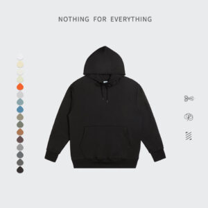 Clothing Manufacturers Custom Drop Shoulder Black Hoodie 350gsm Heavyweight Hoddies Hoodies Blank Streetwear Plus Size Men's Pul - Image 3