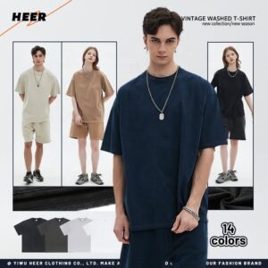 Fall Shoulders High Quality Heavy Weight Oversize 100%Cotton Wholesale  Custom Vintage Washed T-Shirts Men Women - Image 2