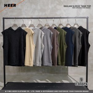 Oversized Hooded Summer Vest Knitted Street Style Custom Sports Running Loose Fitness Men's Vest - Image 3
