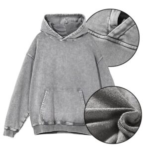 Customized Heavy Weight Cotton Hoodie Pullover Oversized Men French Terry Vintage Washed Hoodie - Image 1