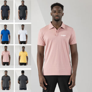 New Design Custom Embroidered Logo  87%Nylon&13%Spandex   Man Golf Business Uniform Solid Color Polo Shirt - Image 2