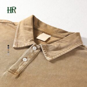 Custom Embroidered Polo Shirt Short Sleeve Men's Summer Vintage Washed Distressed Polo Shirt - Image 1