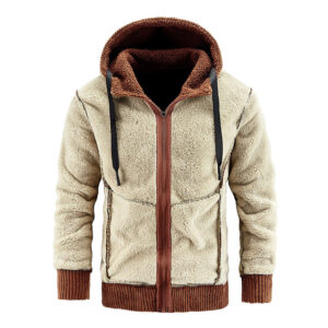 Custom New Design Wholesale Cardigan Large Size Coats Jacket Thick Hooded Teddy Fleece Unisex Hoodie - Image 6