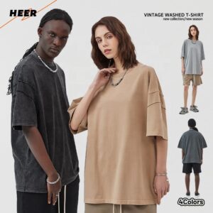 Oversized Acid Wash Mans T Shirt High Quality Heavy Weight Street Style Custom T-Shirts for Man - Image 1