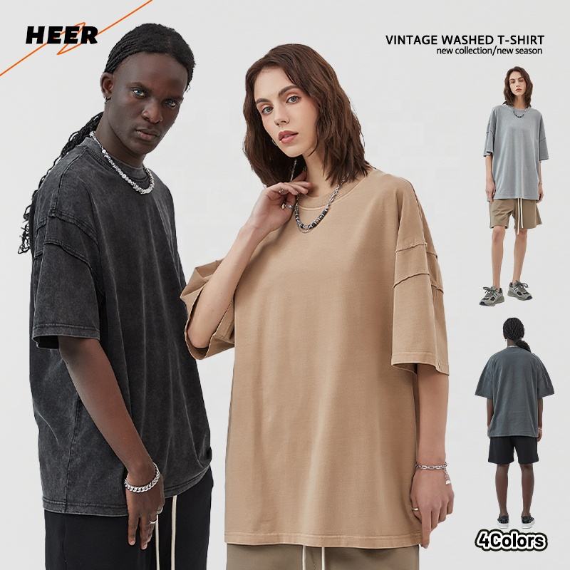 Oversized Acid Wash Mans T Shirt High Quality Heavy Weight Street Style Custom T-Shirts for Man