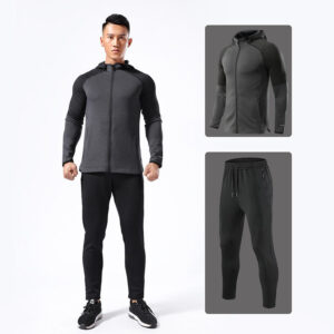 Autumn/winter Long Sleeve Tracksuit Suit Men's Smooth Board Hooded Football and Basketball Training Suit Appearance Coat Jacket - Image 4