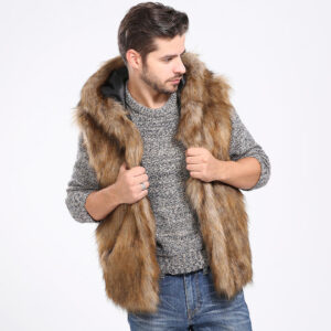 Factory Custom Fashion Winter Mens Vests Waistcoats Fur Puffer Vests - Image 1