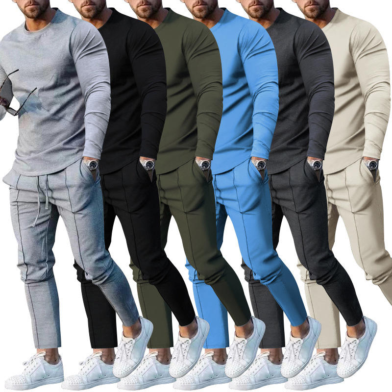 Fall and Winter Men Two Piece Sets Casual Tracksuit O Neck Long-sleeved Pullover Trousers Set for Men Streetwear Men's Clothing