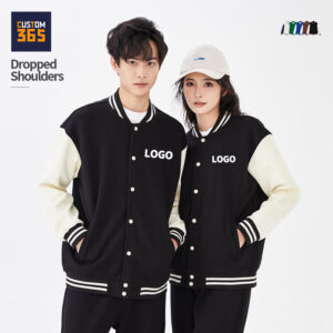 Single Button Baseball Customizable Black and White Stylish Wholesale Blank Custom Varsity Jacket Men Baseball Jacket - Image 1