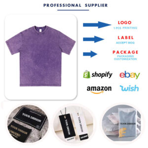 Men Vintage Short Sleeve Oversized T Shirt 300Gsm Cotton Heavy Fabric Acid Washed T-shirt - Image 4