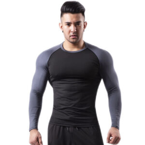 Aoyema Wholesale Compression Gym Shirts Clothing Long Sleeve Slim Fit Fitness Cheap Sport T Shirt for Men - Image 4