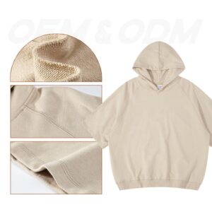 Mens Short Sleeve Blank Pullover Hoodie T-shirt With Hood Men's Oversized Solid Color Baggy Boxy T-shirt & Hoodie - Image 2