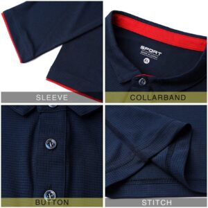 Custom Screen Print Your Logo 100% Polyester Quick Drying Long Sleeve Polo T Shirt - Image 2