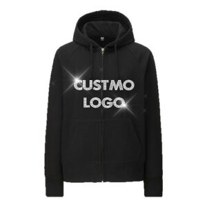 Custom Your logo Oversized Plain Sweatshirts Unisex 100% Cotton for Men Top Quality Zip up Rhinestone Hoodies - Image 1