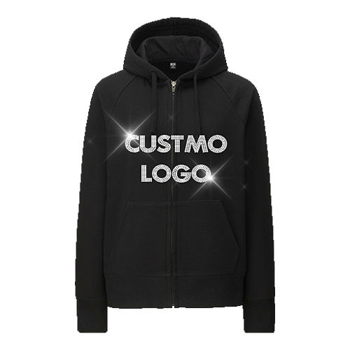 Custom Your logo Oversized Plain Sweatshirts Unisex 100% Cotton for Men Top Quality Zip up Rhinestone Hoodies