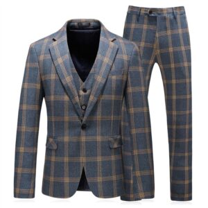 OEM British Style Men's Suits Mens Casual Business Formal Suit Plaid Suit 3 Pieces for Men Custom Service - Image 4