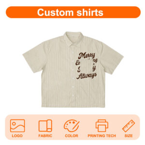 New Shirt Customized Men's American Retro Stripe Shirt Summer Letter Print Short Sleeve Design Feel Loose Shirt - Image 4