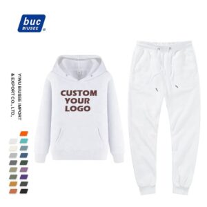 2021 Custom Logo Solid Color Hoodie Set Wholesale Men Sport Pullover and Sweatpants 2 Piece Set - Image 4