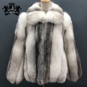 Janefur Man Fox Coat Top Selling Heavy Real Cross Fox Mens Fur Coats Long Men Black Winter Outfit Clothing - Image 2