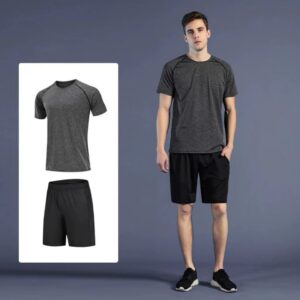 Custom Men Two Piece Summer Shirt Short Sets Workout Clothing Gym Fitness Sport Wear Sets for Men - Image 3