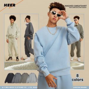 Oversized Half Mock Collar Man Sweatshirt High Quality Heavy Weight Accept Custom Acid Washing Sweat Shirt for Man - Image 2
