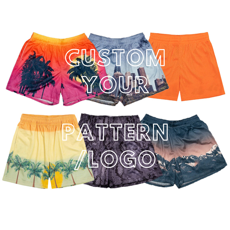 Wholesale Supplier High Quality Printed Mesh Gym Shorts Custom Logo Men Blank Polyester Sublimation Basketball Mesh Shorts