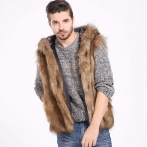 Factory Custom Fashion Winter Mens Vests Waistcoats Fur Puffer Vests - Image 3
